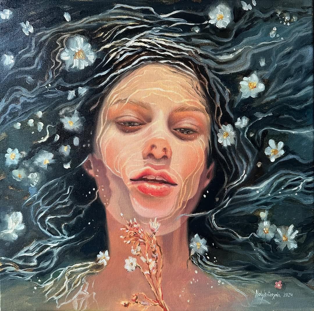 PAAM project_Holy Katerina_DRAINED SPRING / Oil on canvas / 40 x 40 cm Original painting made by Holy Katerina