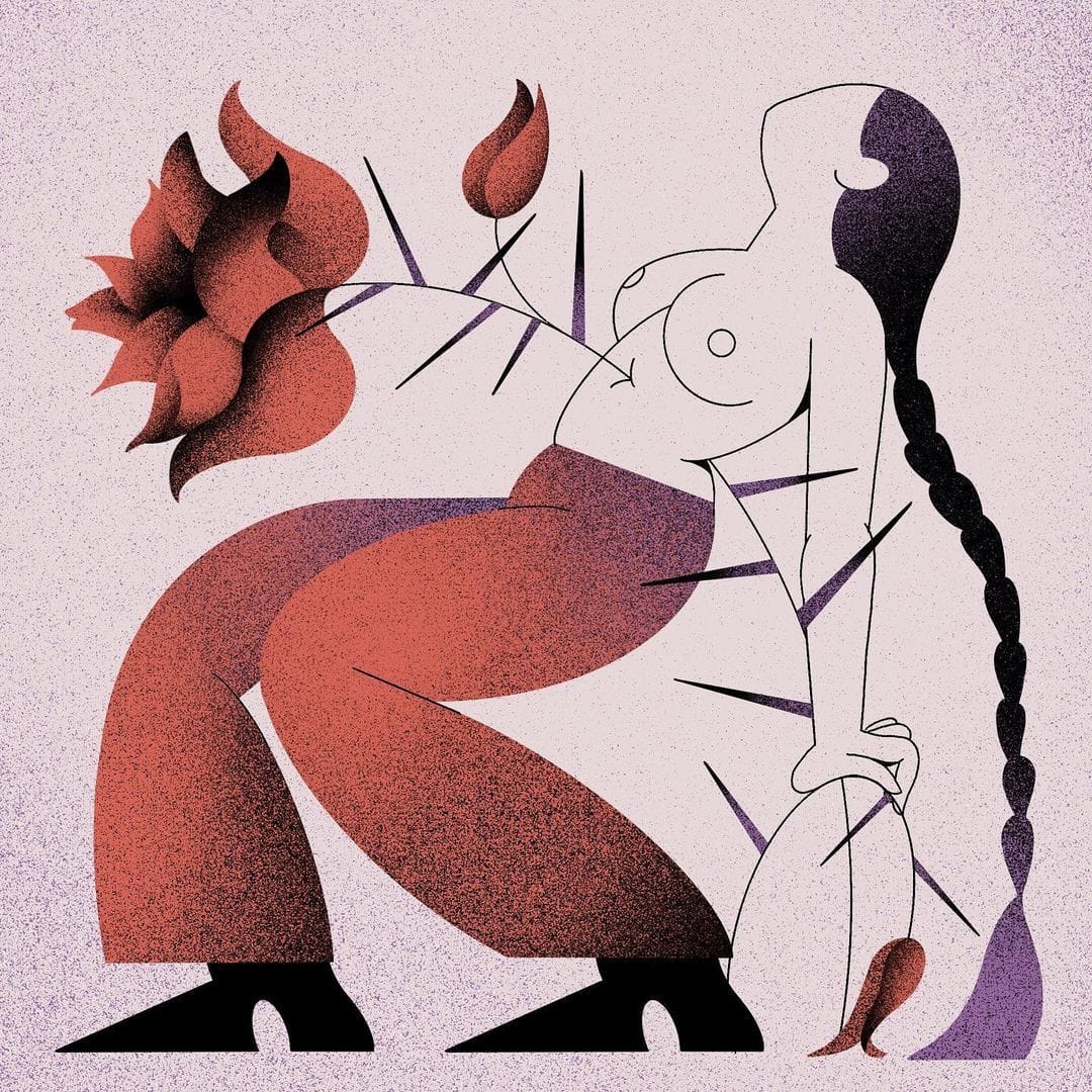 Que fortuna sería florecer sin espinas digital illustration by Mexican artist female artist rose illustration