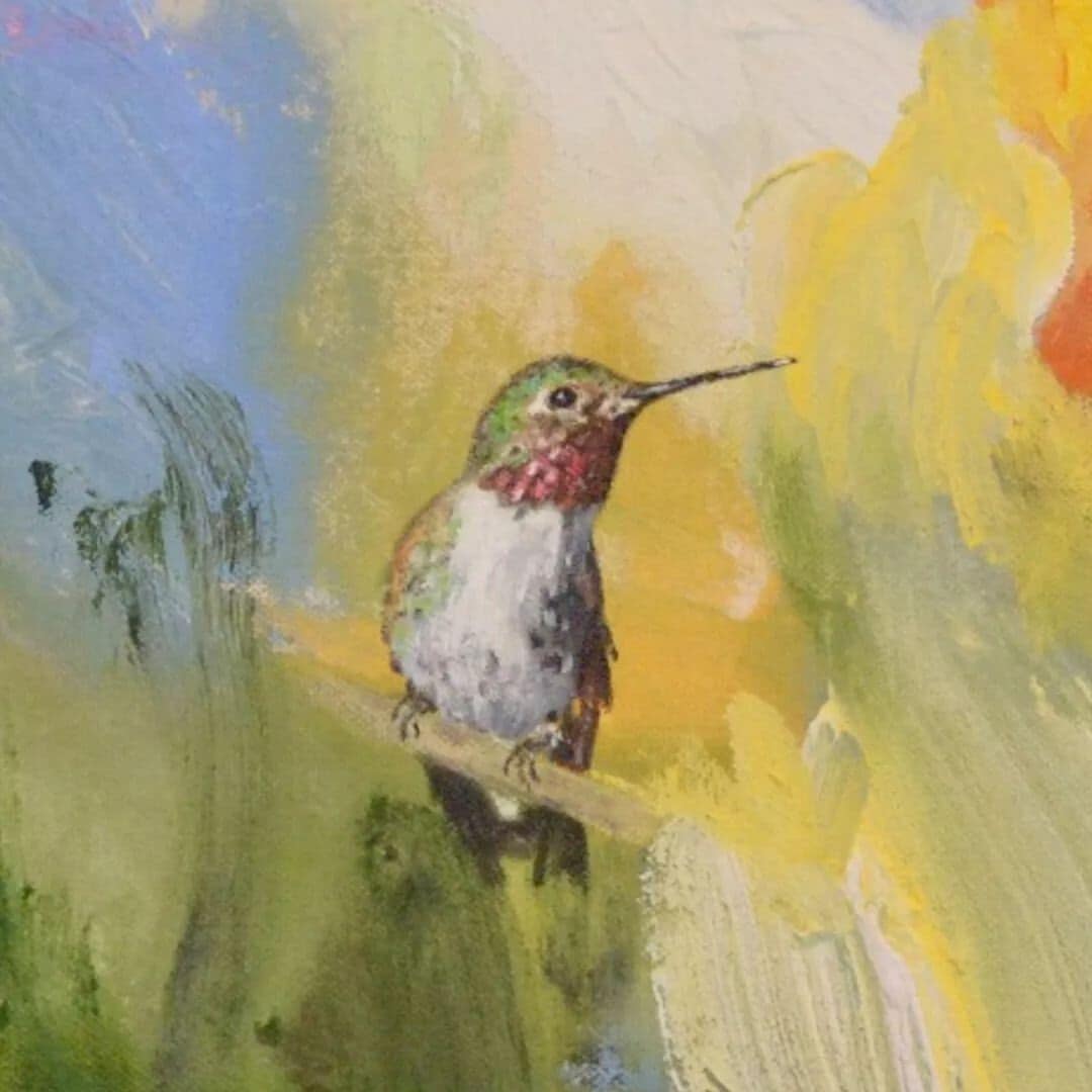 Hummingbird painting JAC Bezer, Joe Bezer art at paam