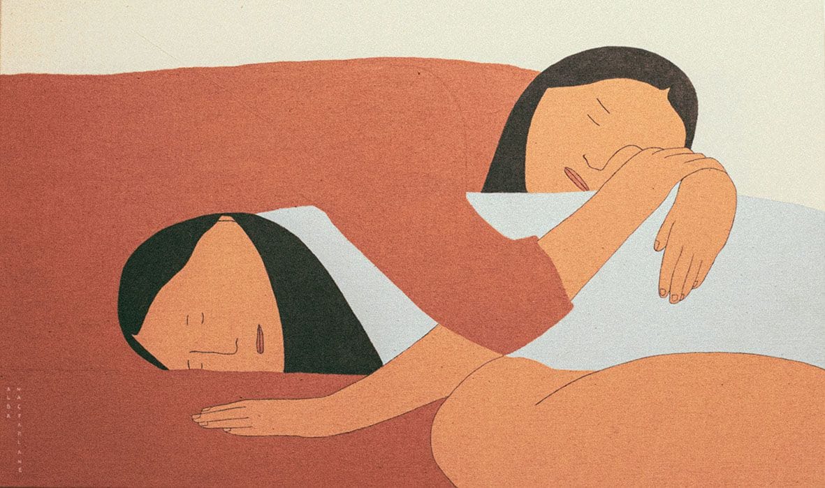 Sleeping woman painting about friendship, two woman inlove, lgbt painting