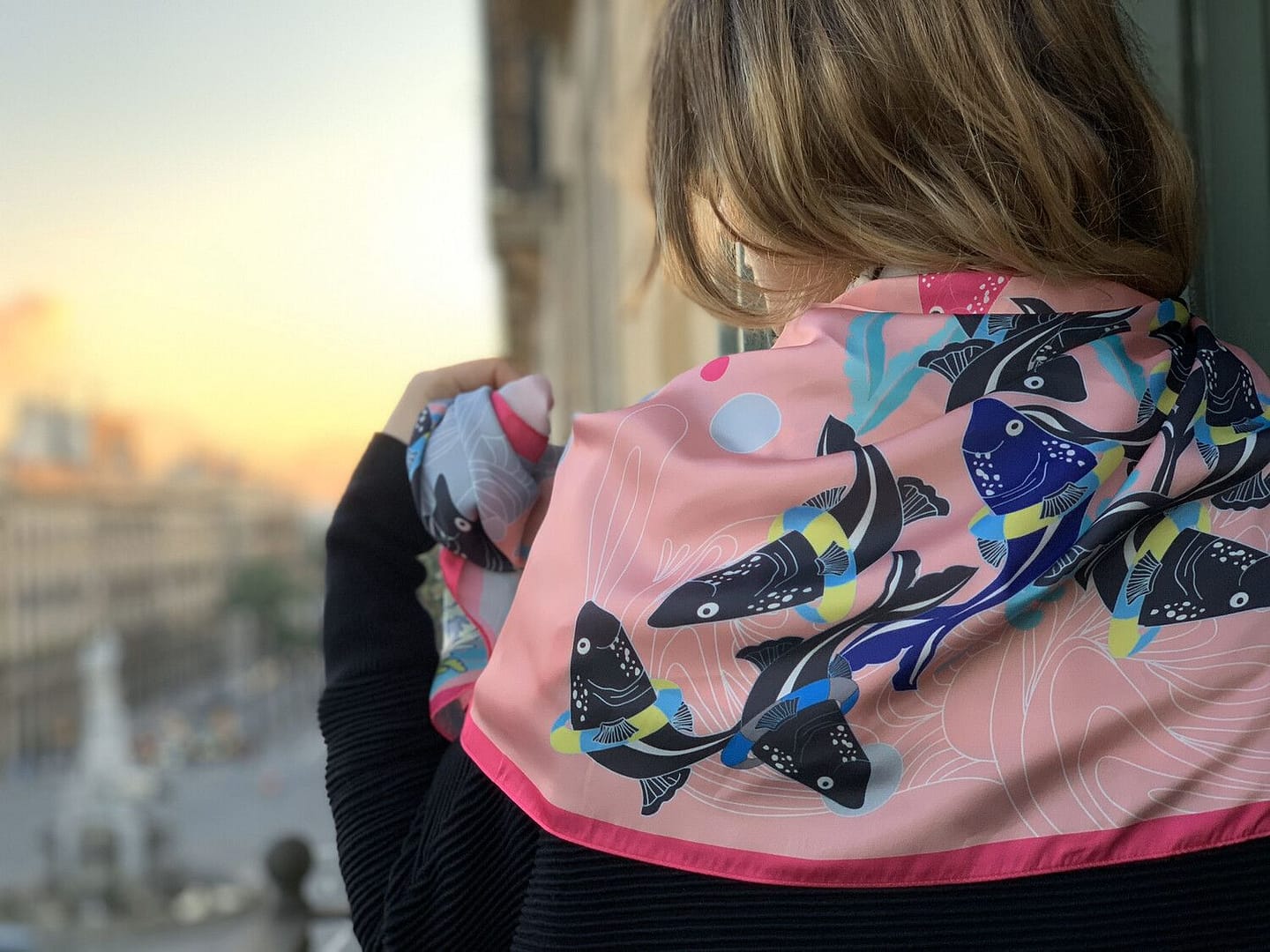 Printed slik scarf fun motives