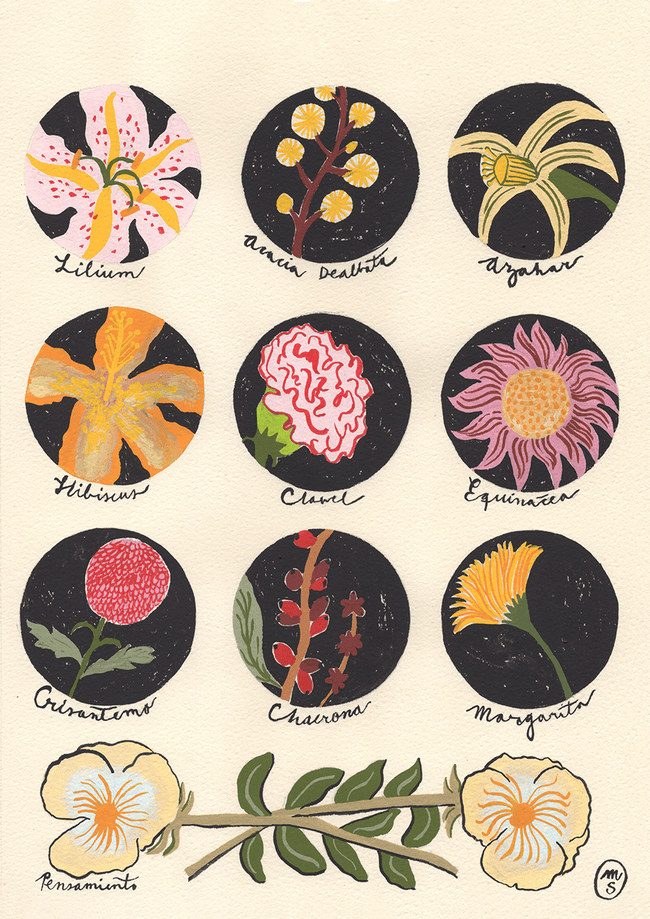 Marina Siero paintings about flowers,