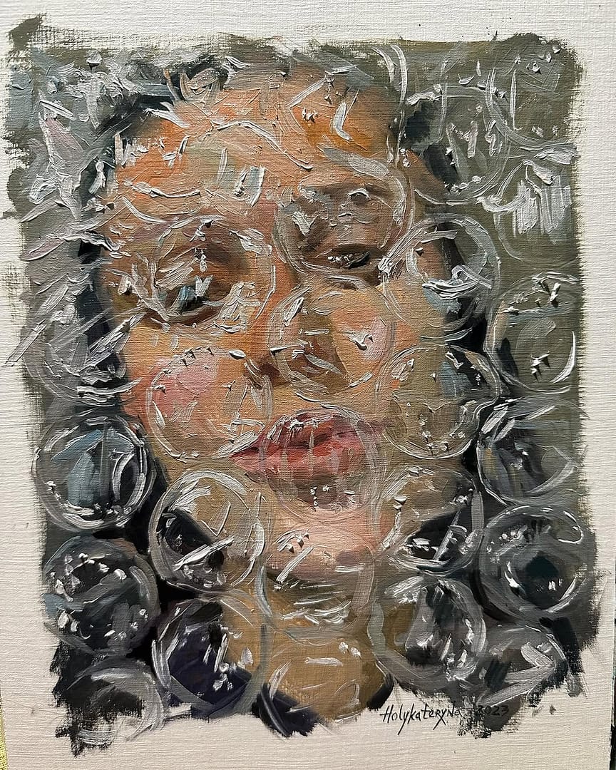 Doll original painting made by ukranian artist based in Barcelona: Holy Katerina