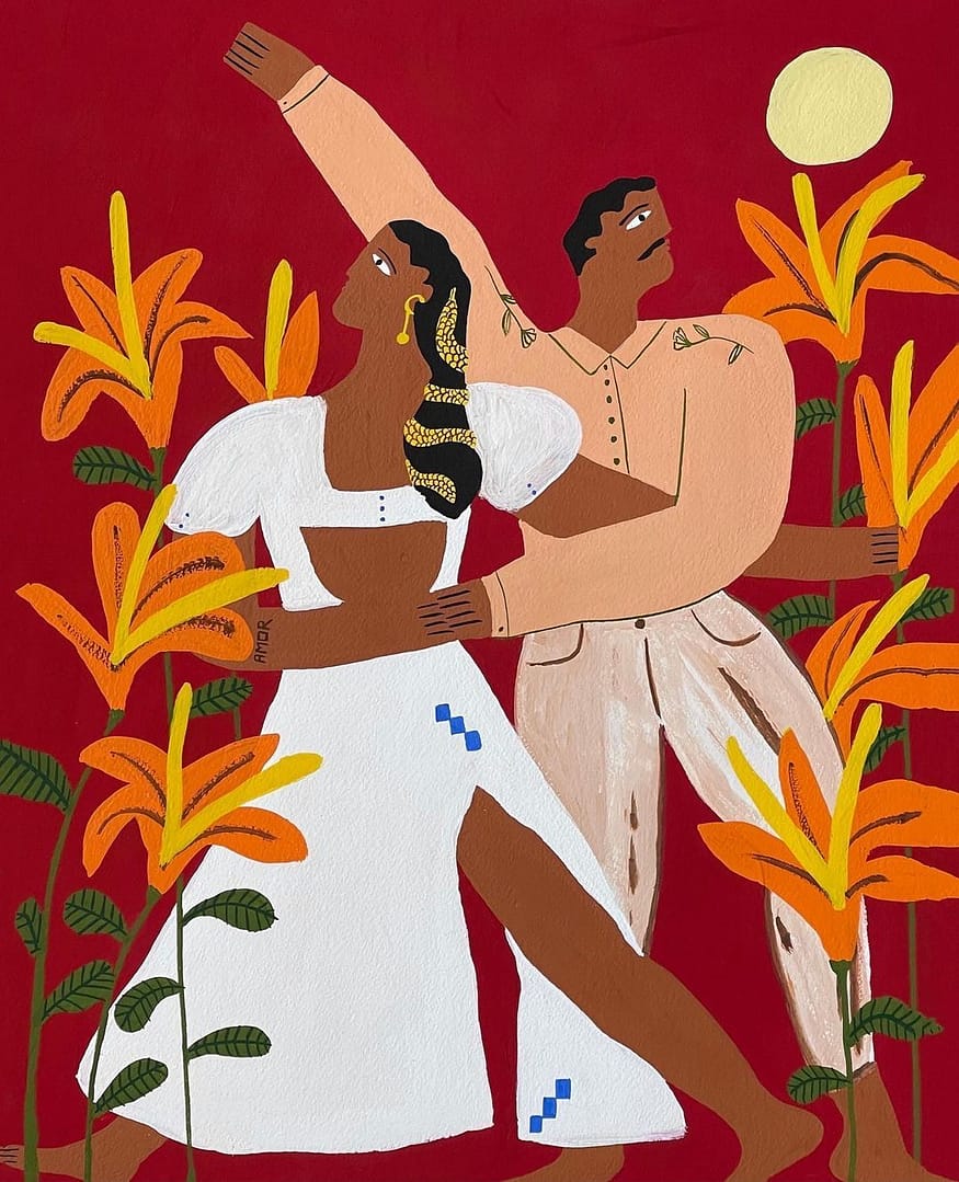 Couple dancing painting affordable art by Aida Faura instagram artist