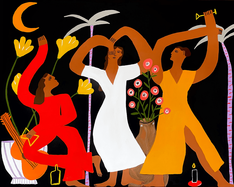 Aida Faura painting, bonds, friendship, rituals