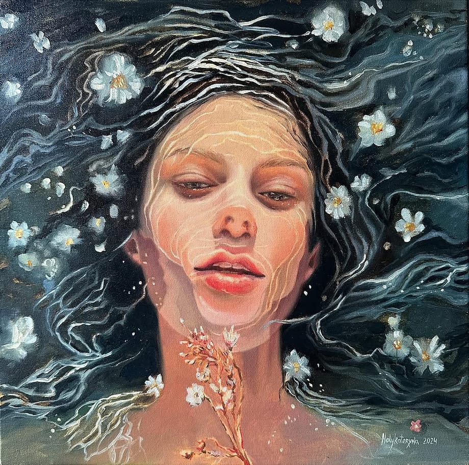 PAAM project_Holy Katerina_DRAINED SPRING / Oil on canvas / 40 x 40 cm Original painting made by Holy Katerina