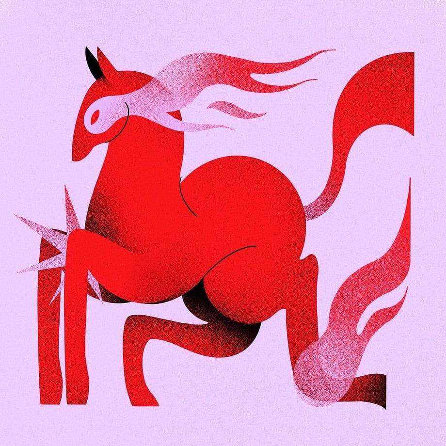 Digital illustration by Mexican artist Jimena Duval, horse illustration