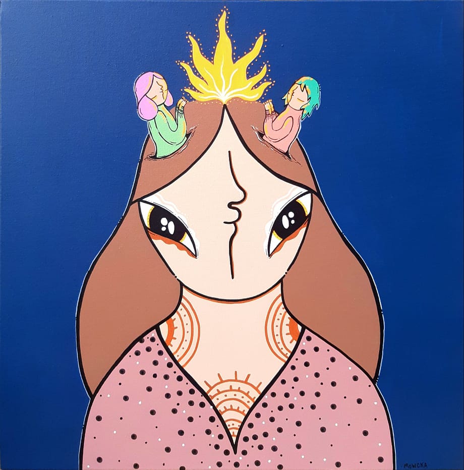 Mowcka streetart, original painting, artista emergente de Barcelona self love art